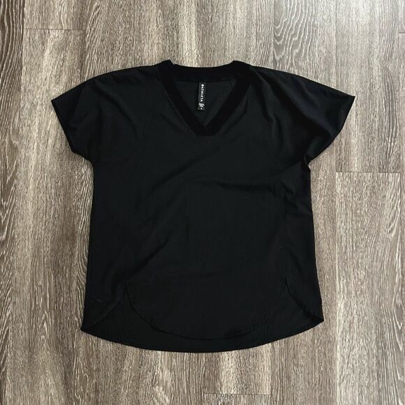 EUC Athleta Black Zephyr V-Neck Short Sleeve Top Size Small I Athleisure Sport - Picture 8 of 10